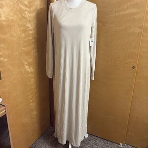 NWT Old Navy LS Rib Maxi Wishbone Dress Side Slits Size L